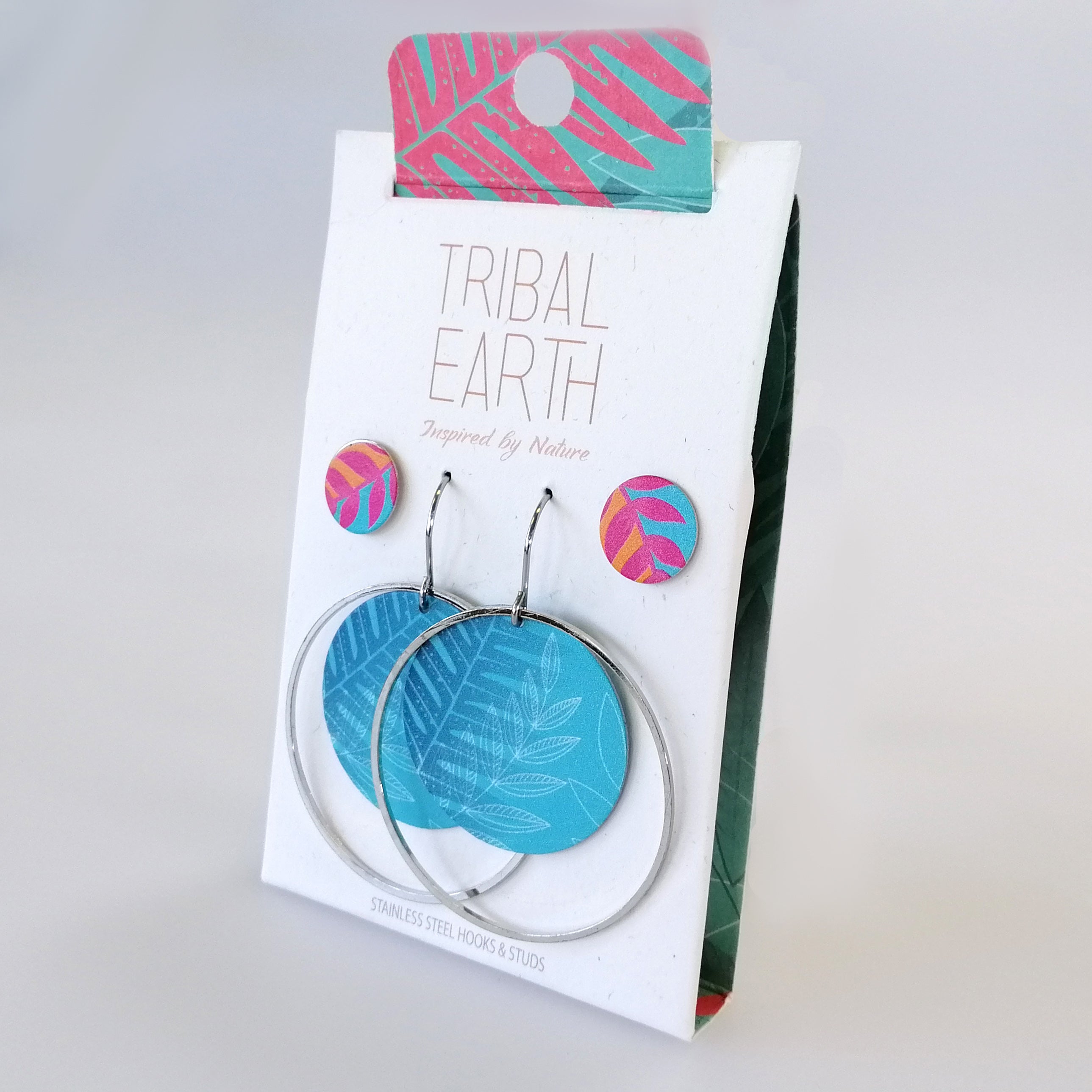 Tribal Earth - Round Ferns Earring Set