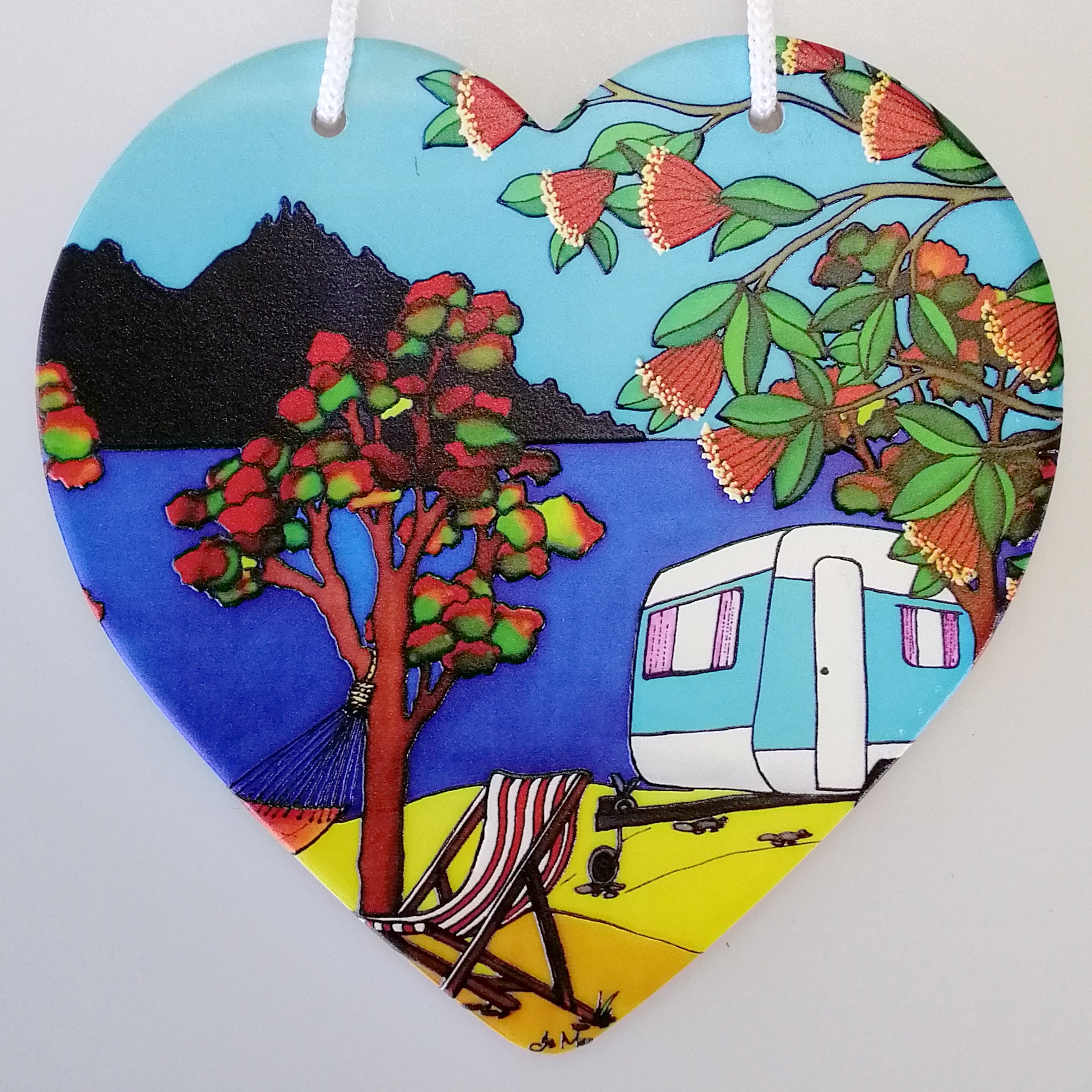 Jo May - Caravan Ceramic Heart Wall Hanging