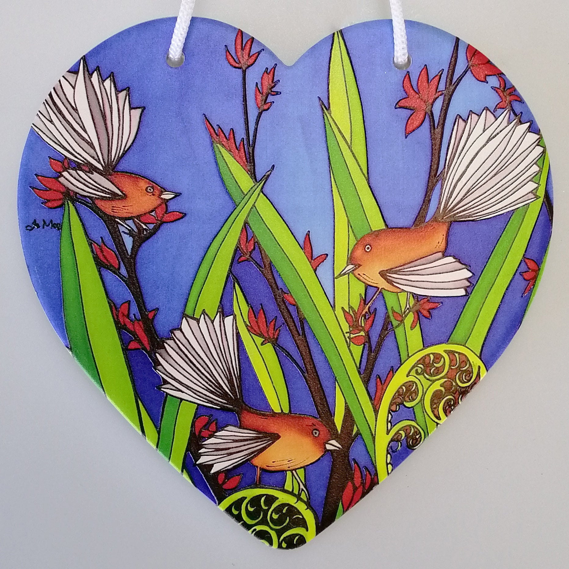 Jo May - Fantails Ceramic Heart Wall Hanging
