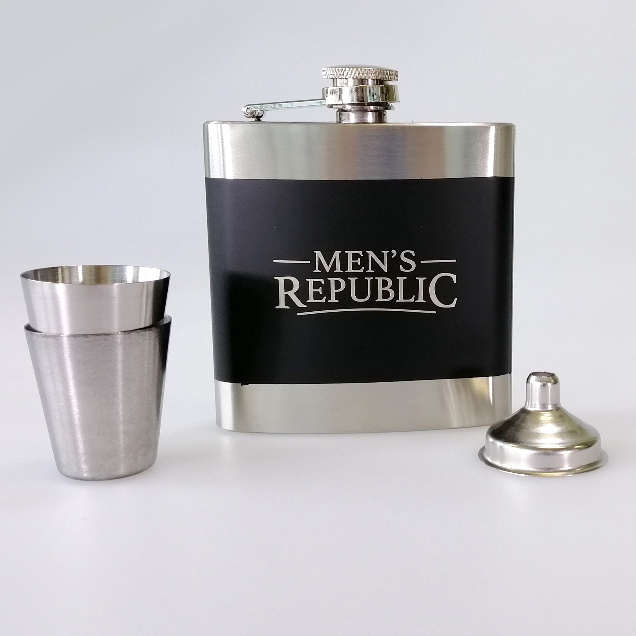 Men's Republic Hip Flask & Funnel Set - Black