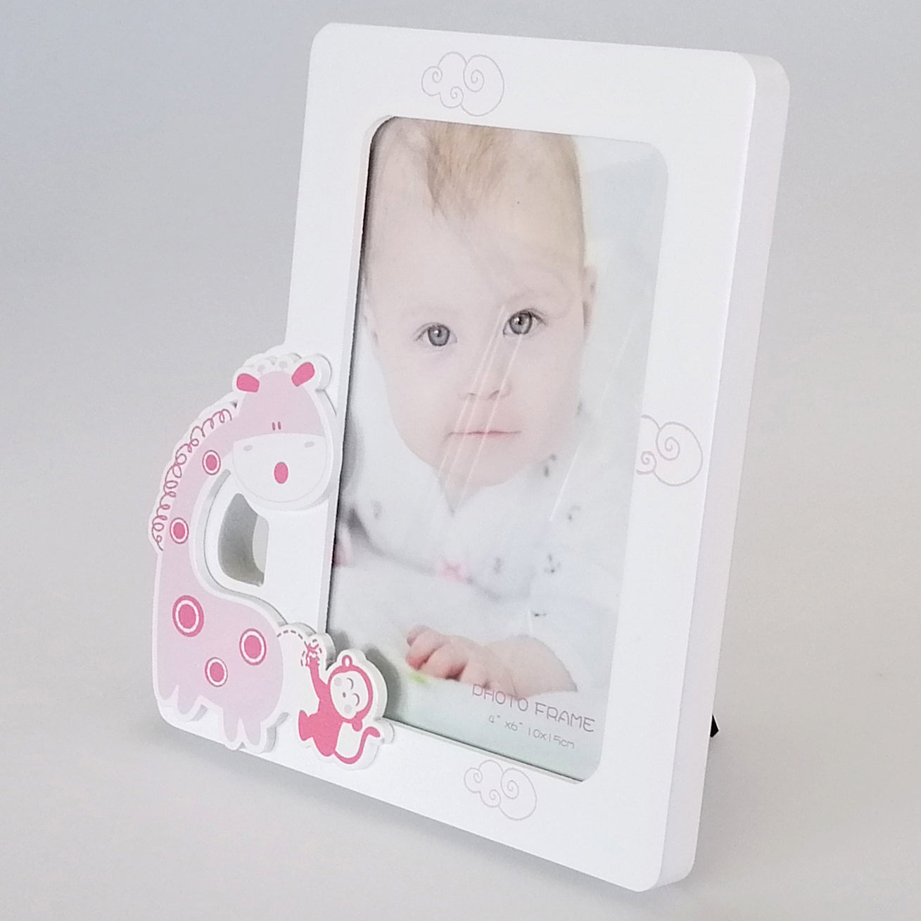 Baby Photo Frame 6"x 4" - Pink Giraffe