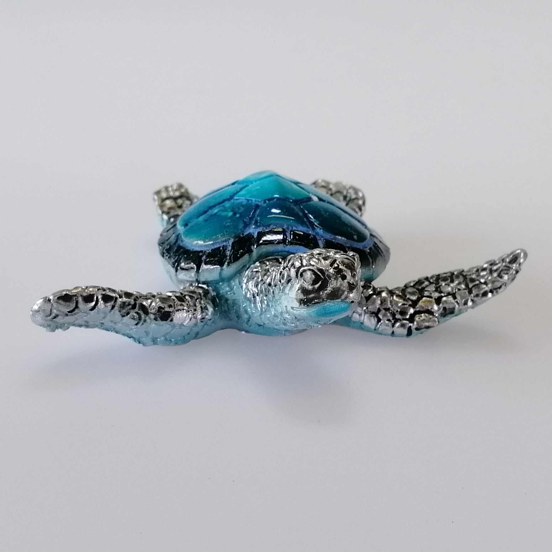 Blue & Silver Turtle Figurine