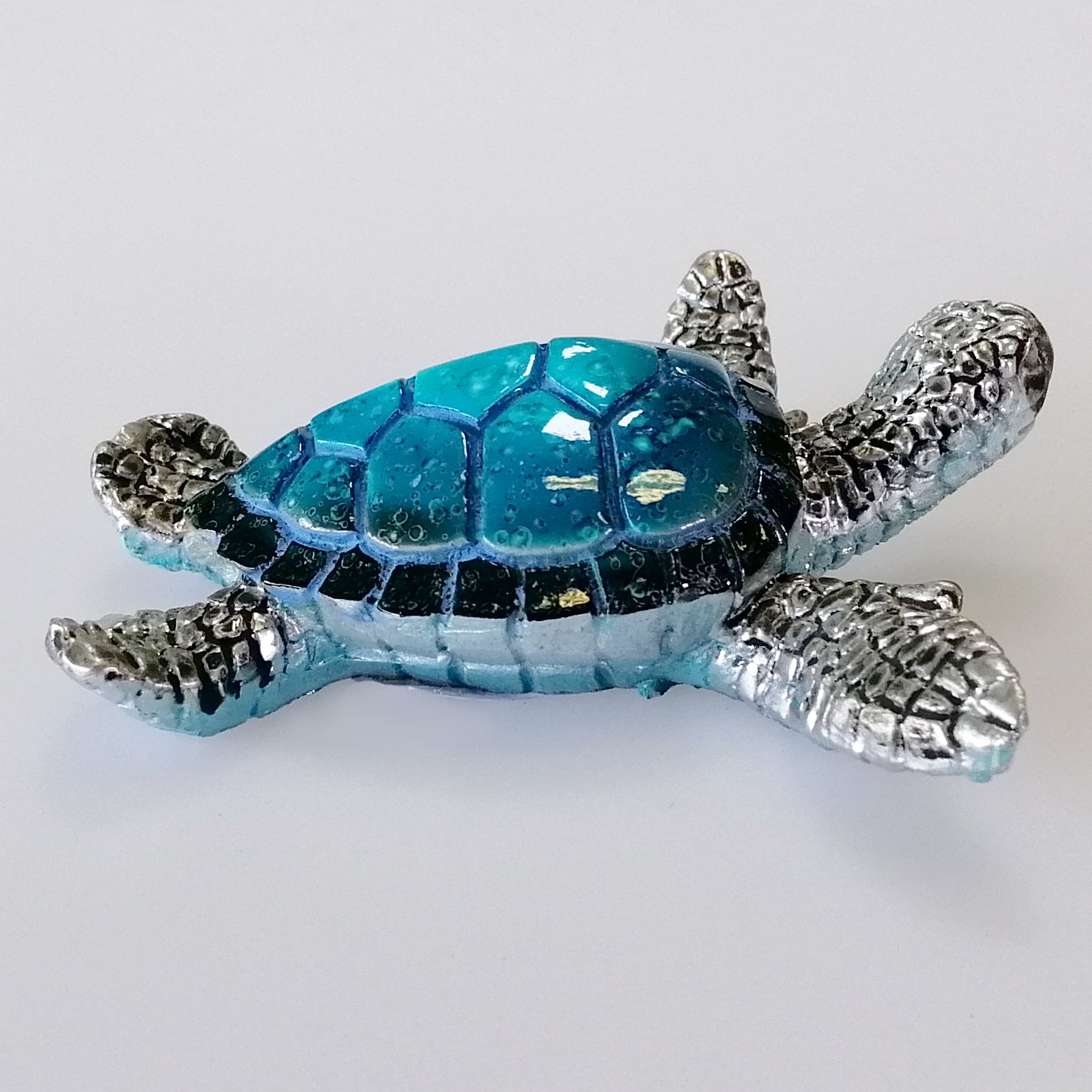 Blue & Silver Turtle Figurine