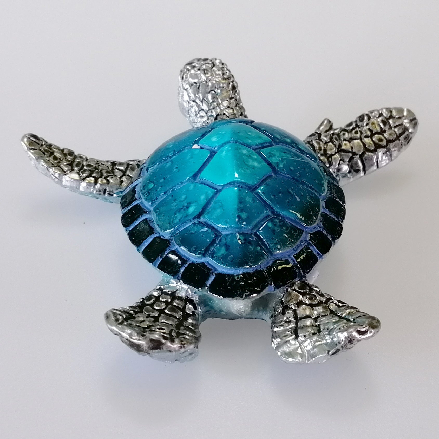 Blue & Silver Turtle Figurine