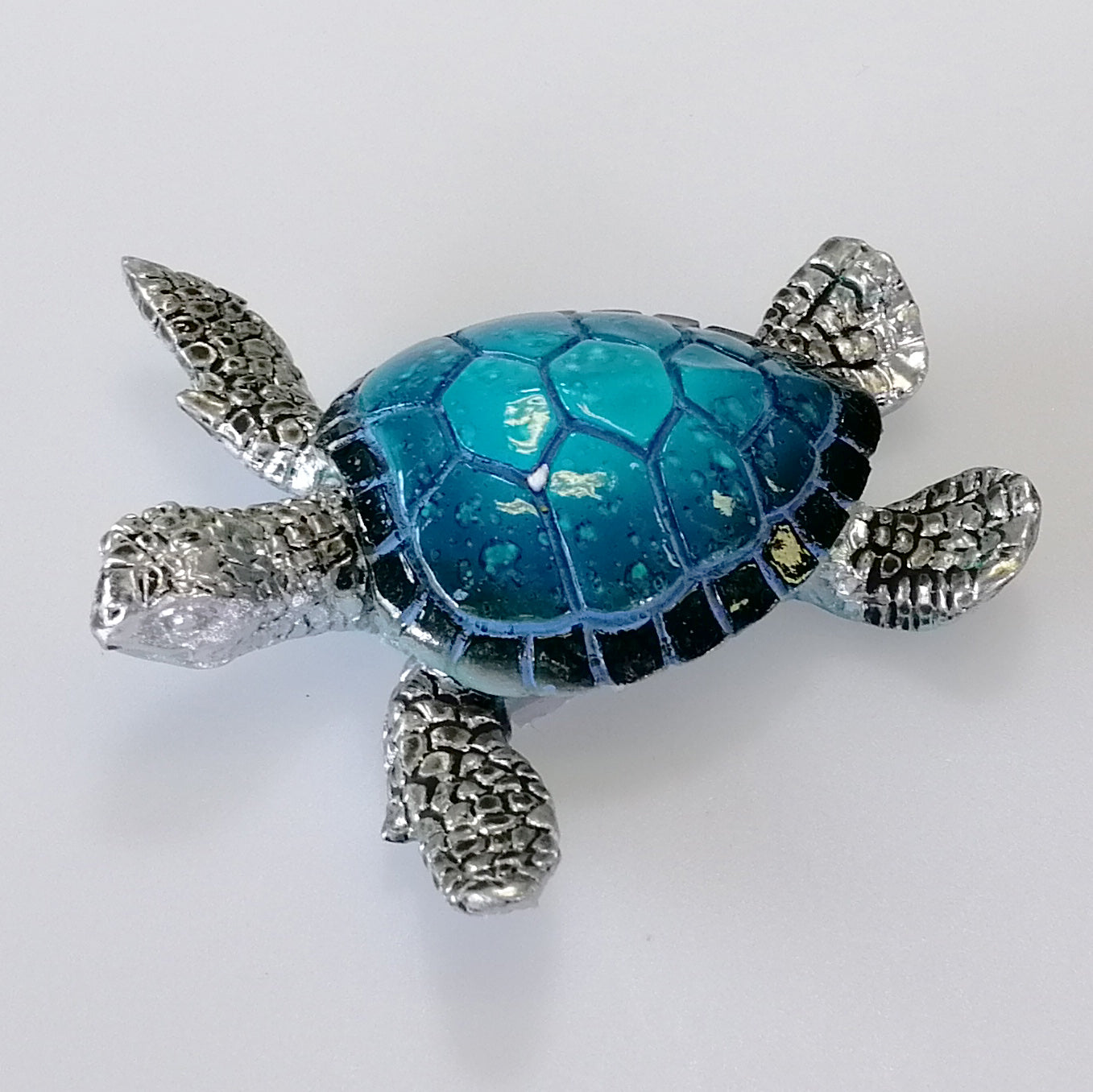 Blue & Silver Turtle Figurine