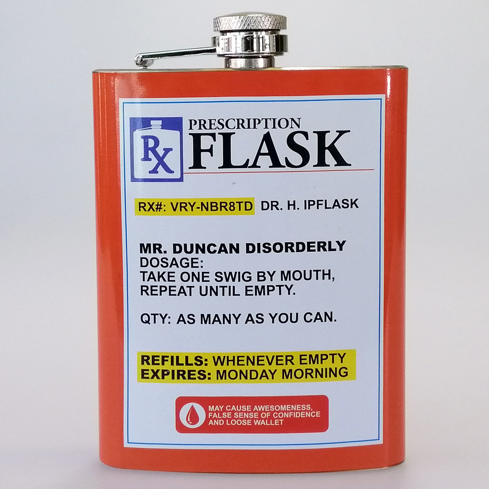 Stainless Steel 'Prescription' Flask - 235ml