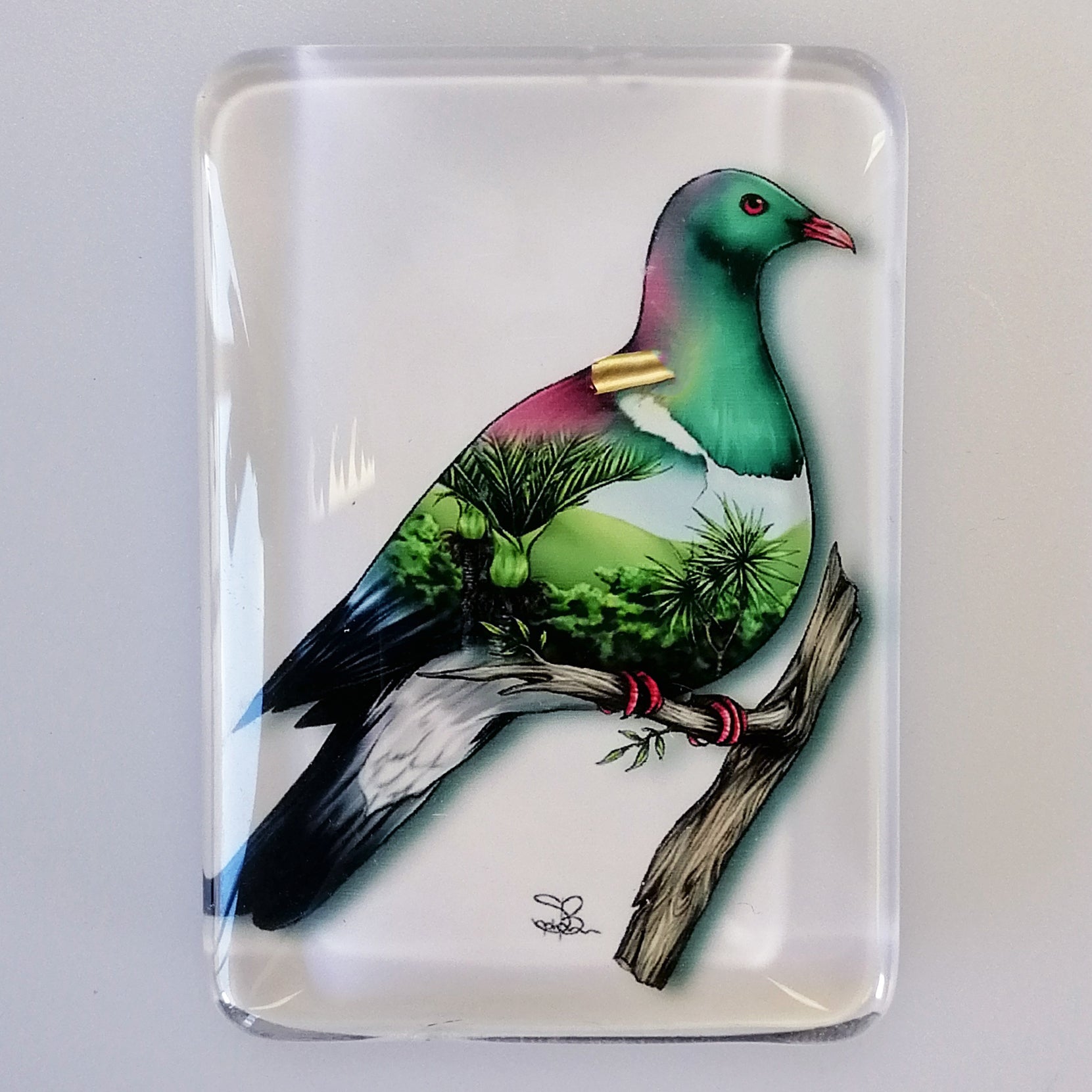 Sophie Blokker - Glass Magnet - Wood Pigeon