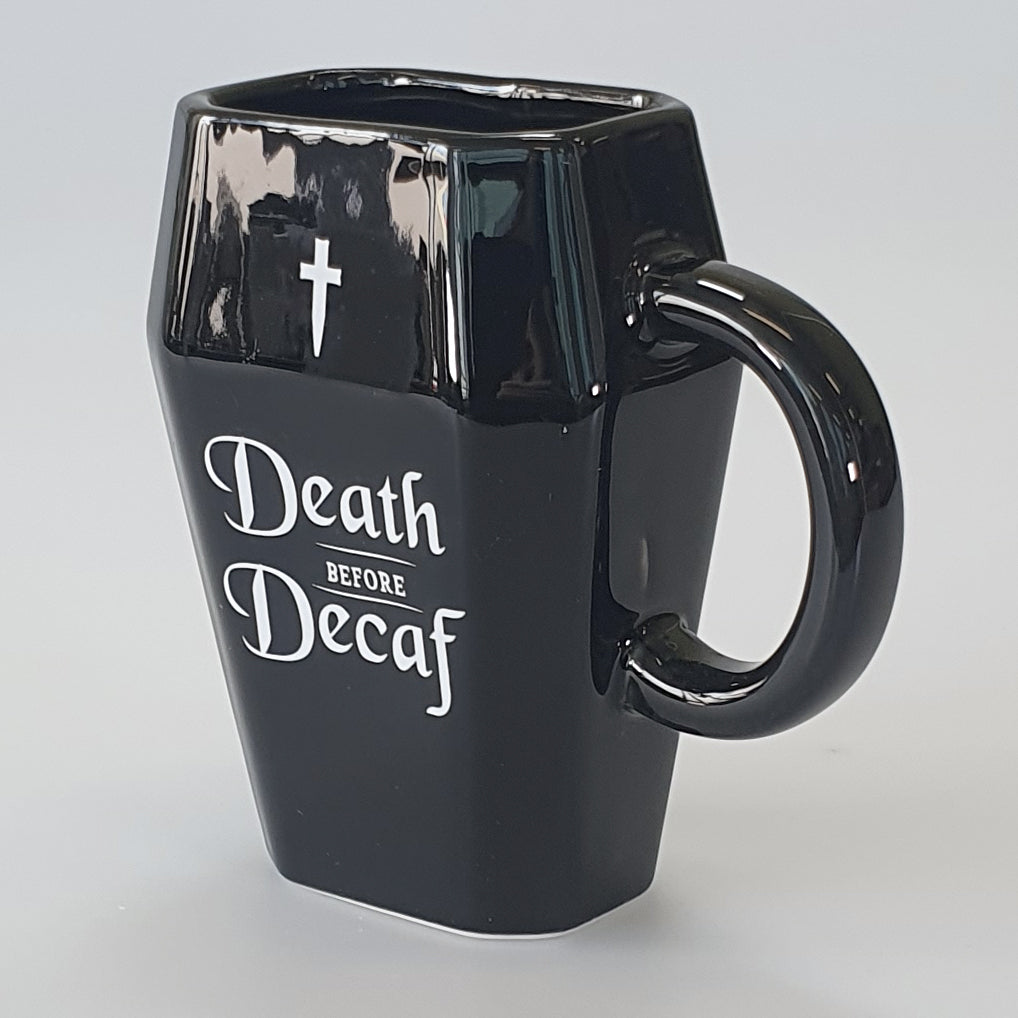 Death Before Decaf' Coffin Mug