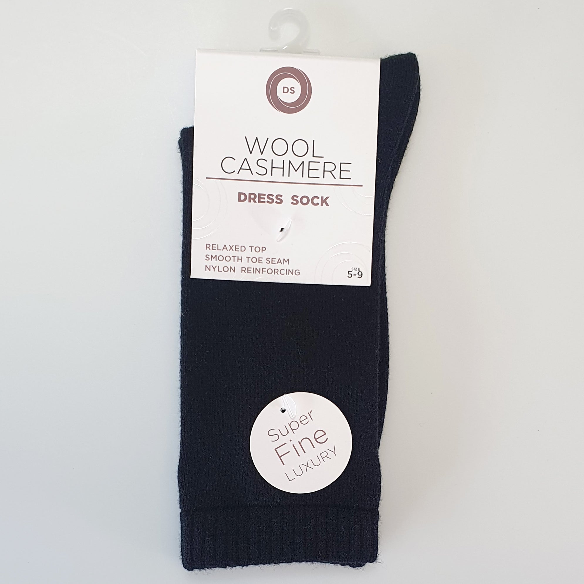 DS Wool Cashmere Dress Socks - Plain Black