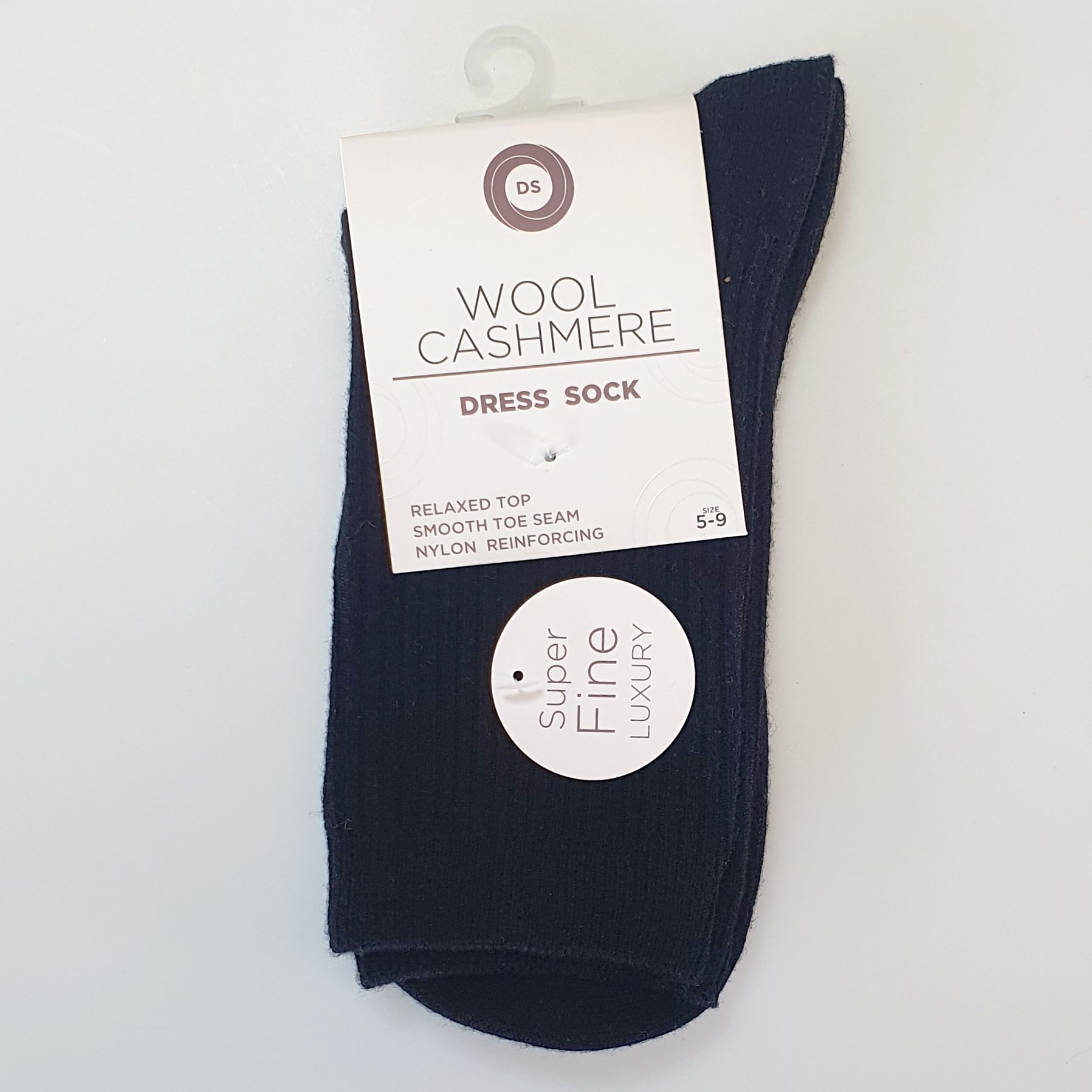 DS Wool Cashmere Dress Socks - Ribbed Black